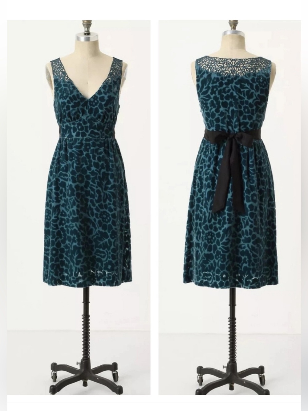 Anthropologie Moulinette Soeurs "Matilija" Silk Rayon Velvet Floral Dress New 4